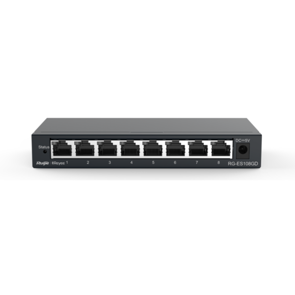 Switch Gigabit 8 Puertos Metálico Ruijie Montable Ethernet