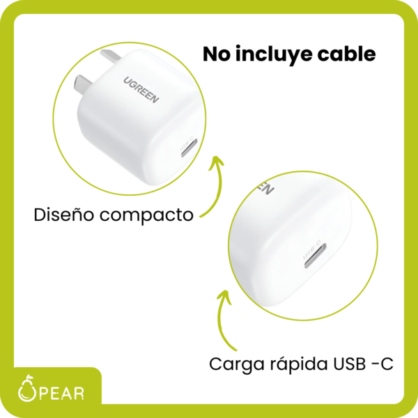 Mini Cargador Celular Carga Rápida 20w Usb C Ugreen