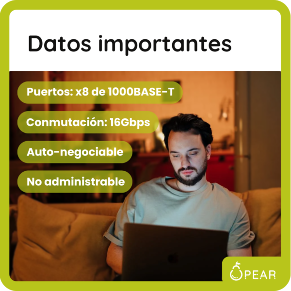 Switch Ruijie Rg-es08g-l 8 Puertos 16gbps Gigabit Con Fuente