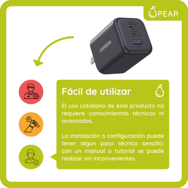 Cargador Ugreen 45w Usb-c Usb-a Carga Rápida 3 Puertos