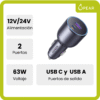 Cargador Auto Ugreen Usb C Usb A Carga Rápida 63w 2 Puertos