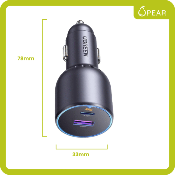 Cargador Auto Ugreen Usb C Usb A Carga Rápida 63w 2 Puertos