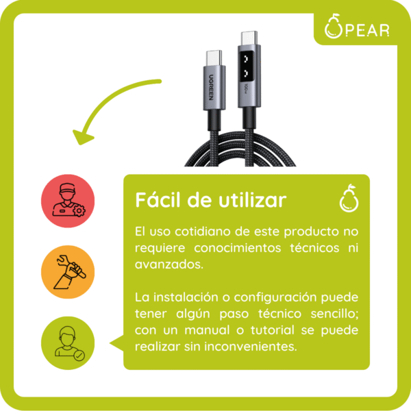 Cable Usb C A Usb C Ugreen 1m 100w Carga Rápida Reforzado