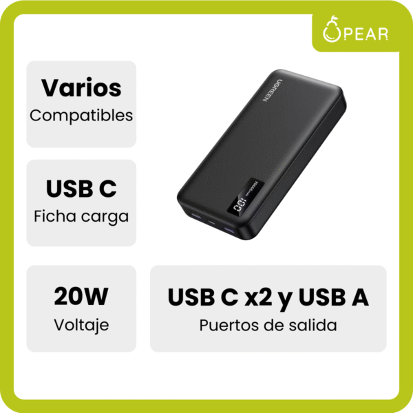 Power Bank Ugreen 20w Usb C Usb A Carga Rápida