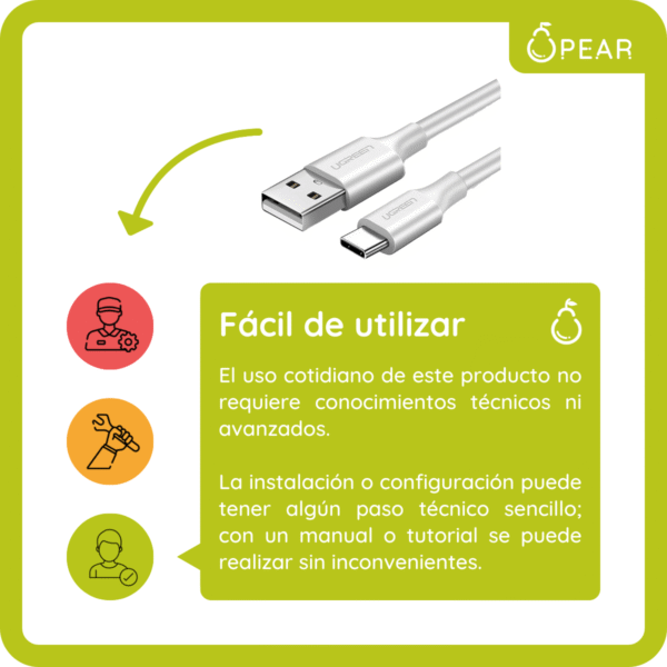 Cable Usb Tipo A A Tipo C Ugreen 1 Metro 3a Carga Rápida