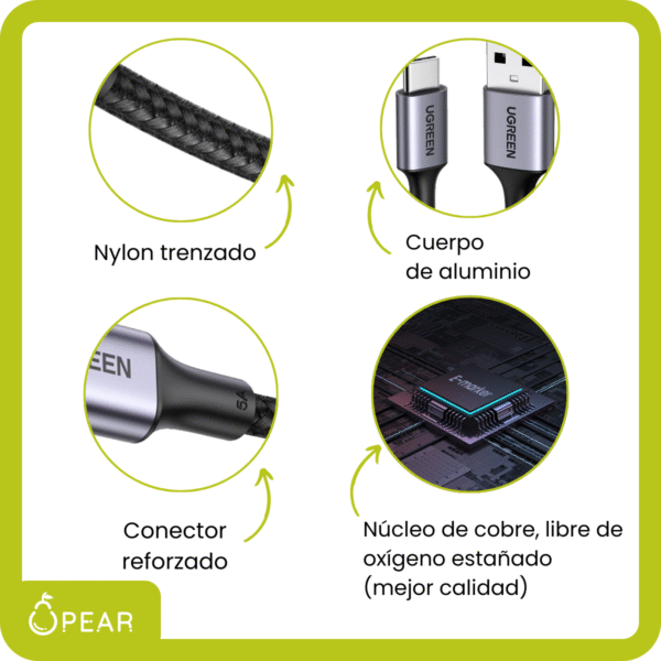 Cable Carga Rápida Ugreen Usb Tipo A a Tipo C 100w