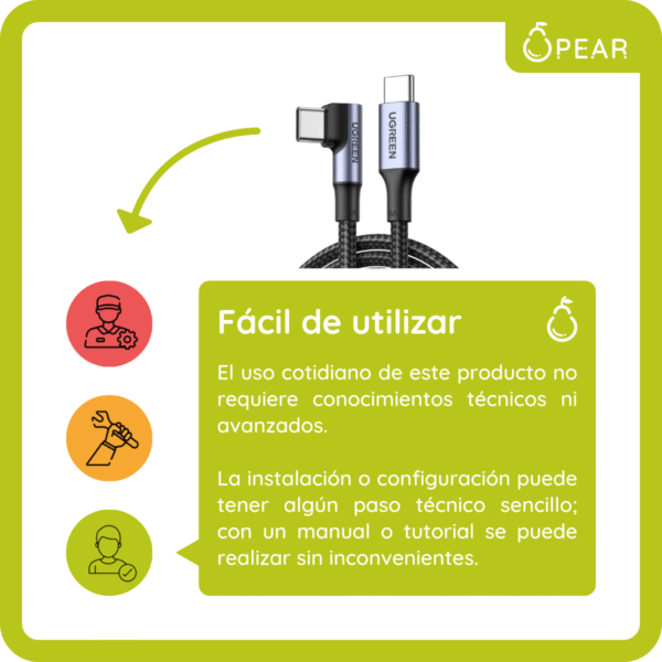 Cable Usb C A Usb C Ugreen 1m 100w Carga Rápida Reforzado